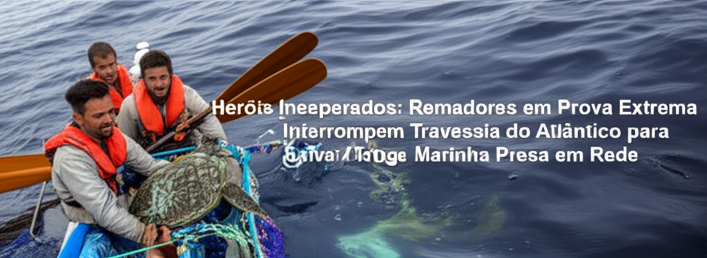 Heróis Inesperados: Remadores em Prova Extrema Interrompem Travessia do Atlântico para Salvar Tartaruga Marinha Presa em Rede